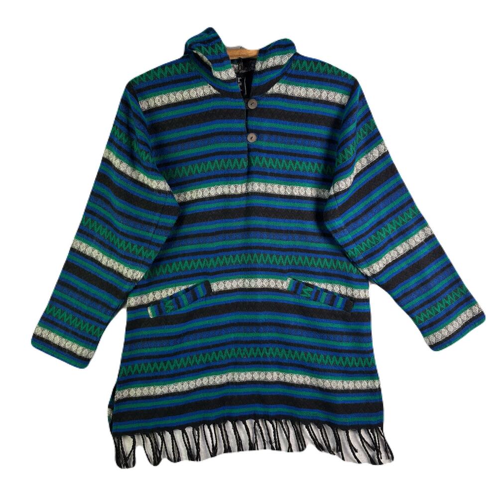 Sacred Threads Hooded/Multicolored Striped/Fringe… - image 1